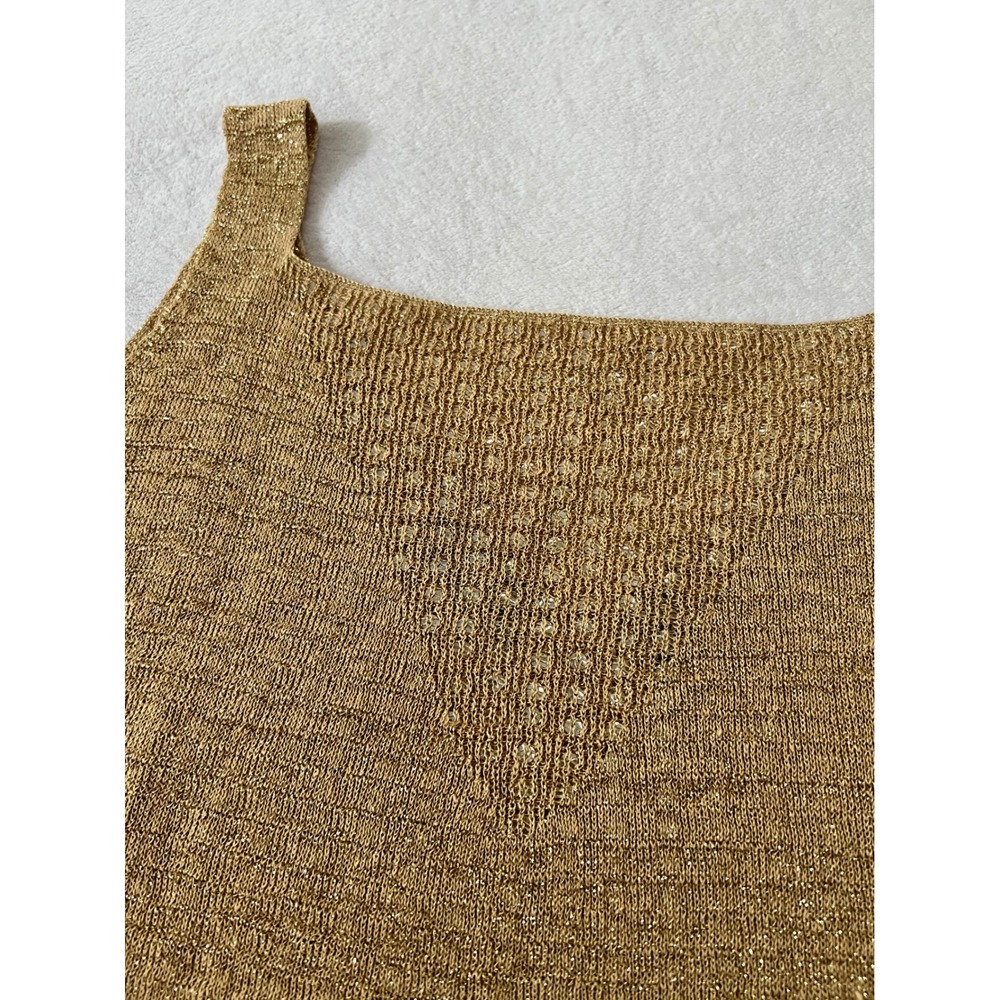 Dana Buchman Tank Top Gold Metallic Knit Sleeveless Plus 2X NWT - Picture 4 of 7